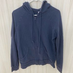 Navy Blue Worn Zip-Up Hoodie